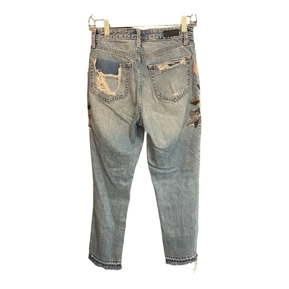 Abercrombie & Fitch Embroidered Boho Annie High Rise Girlfriend Size 25 - Picture 5 of 8